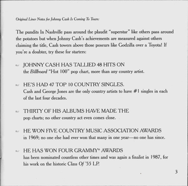 Johnny Cash -Johnny Cash Is Coming To Town / Boom Chicka Boom