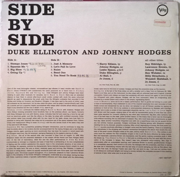 Duke Ellington And Johnny Hodges -Side By Side