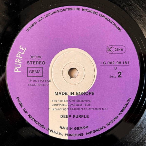 Deep Purple -Made In Europe