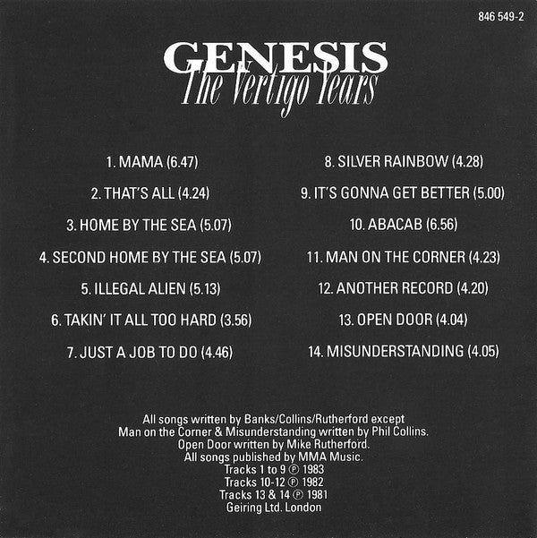 Genesis - The Vertigo Years
