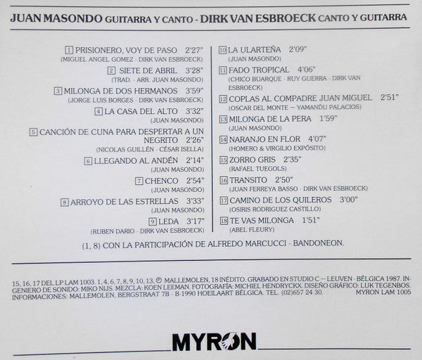 Dirk Van Esbroeck &amp; Juan Masondo - Guitarras Argentinas