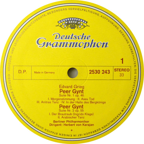 Edvard Grieg - Berliner Philharmoniker • Herbert von Karajan -Peer Gynt-Suiten 1 & 2 / Sigurd Jorsalfar