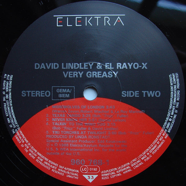 David Lindley And El Rayo-X -Very Greasy