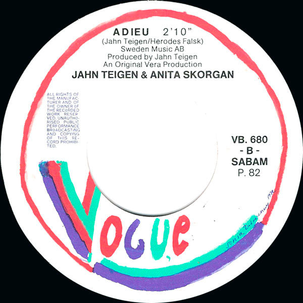 Jahn Teigen & Anita Skorgan -Tell Me / Adieu