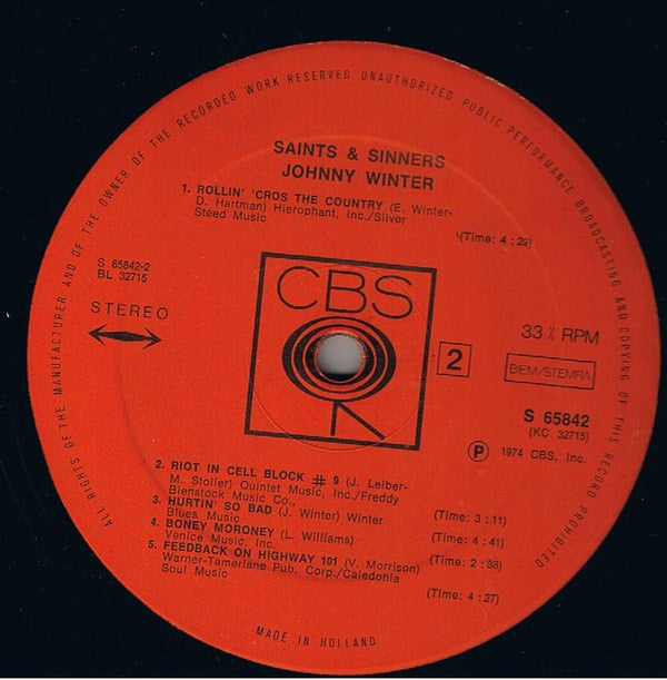 Johnny Winter -Saints & Sinners