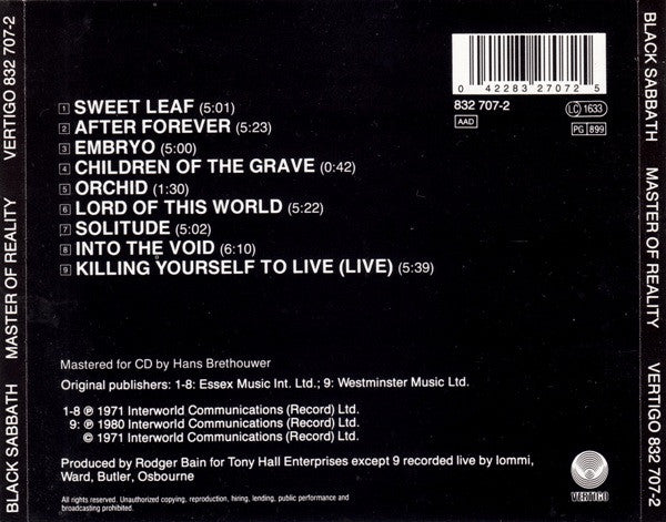 Black Sabbath -Master Of Reality