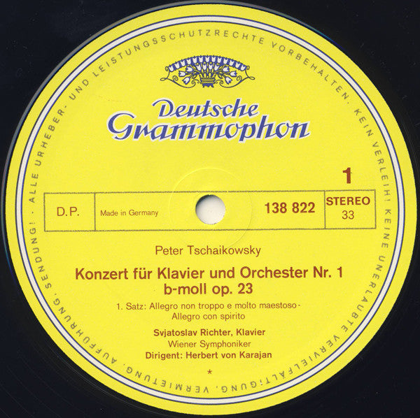 Tschaikowsky* - Svjatoslav Richter* · Herbert von Karajan · Wiener Symphoniker -Klavierkonzert Nr.1 B-moll · Piano Concerto No. 1 In B Flat Minor
