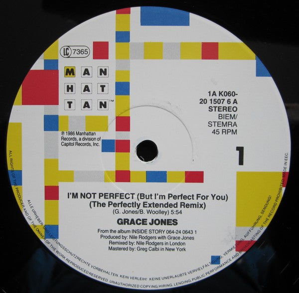 Grace Jones -I'm Not Perfect (But I'm Perfect For You) (12" Remix)