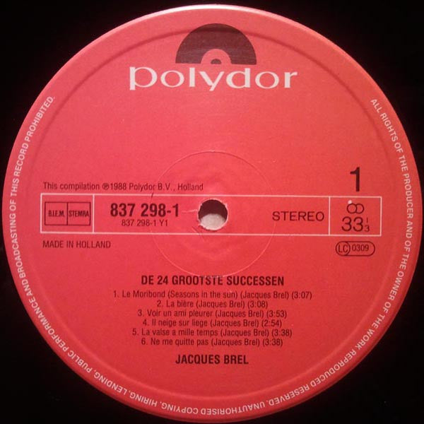 Jacques Brel -De 24 Grootste Successen