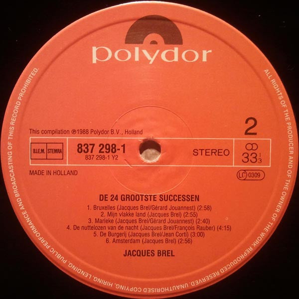 Jacques Brel -De 24 Grootste Successen