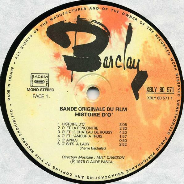 Pierre Bachelet -Histoire D'O (Bande Originale Du Film)