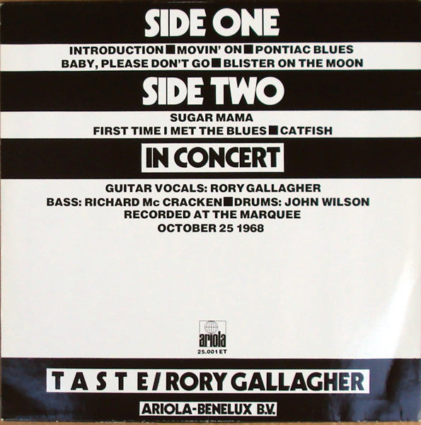 Taste (2) Featuring Rory Gallagher -In Concert