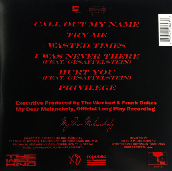 The Weeknd -My Dear Melancholy,
