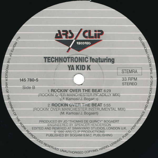 Technotronic Featuring Ya Kid K -Rockin' Over The Beat (The Bernard Sumner "Rockin' Over Manchester" Remixes)