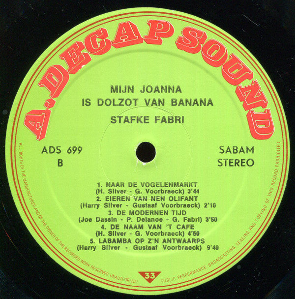Stafke Fabri -Mijn Joanna Is Dolzot Van Banana
