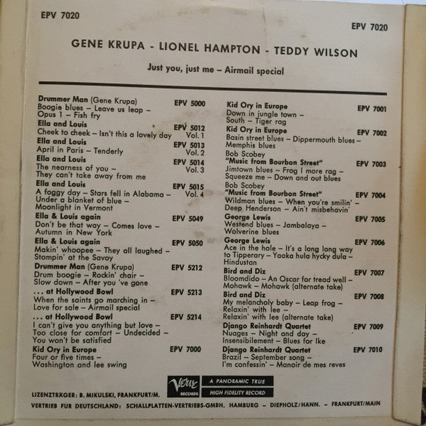 Gene Krupa, Lionel Hampton, Teddy Wilson - Just, You, Just Me / Airmail Special