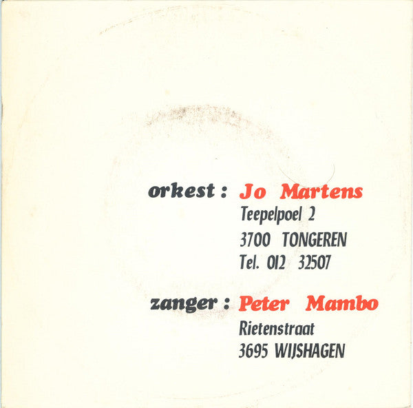 Peter Mambo -Lange Haren Of Een Snor / Jef Theewissen