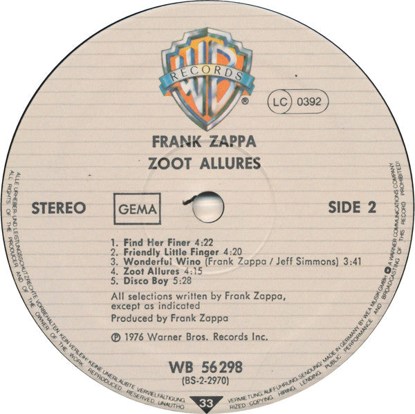 Zappa* -Zoot Allures