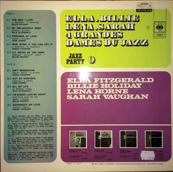 Ella Fitzgerald, Billie Holiday, Lena Horne, Sarah Vaughan -4 Grandes Dames du Jazz