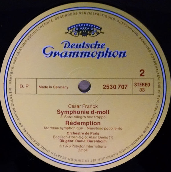 César Franck, Orchestre De Paris . Daniel Barenboim -Symphonie D-Moll = In D Minor