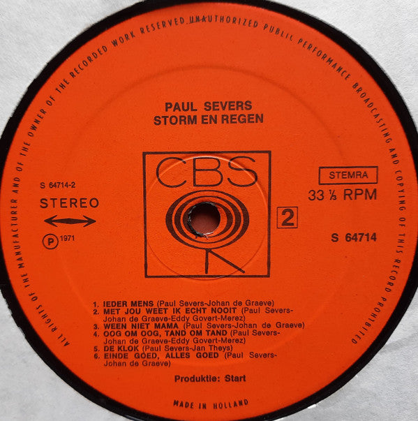 Paul Severs -Storm En Regen