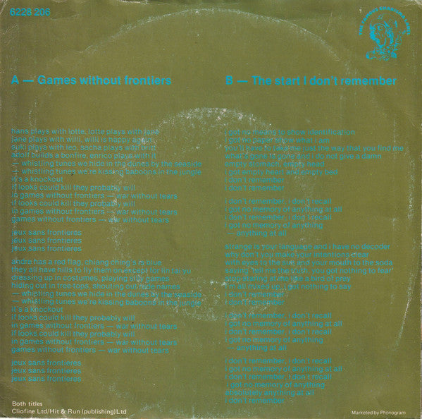 Peter Gabriel -Games Without Frontiers