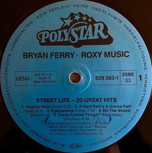 Roxy Music / Bryan Ferry -Street Life - 20 Great Hits