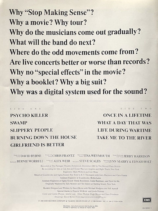Talking Heads -Stop Making Sense