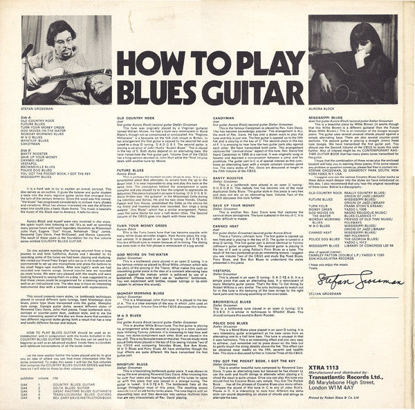 Stefan Grossman / Aurora Block* -How To Play Blues Guitar