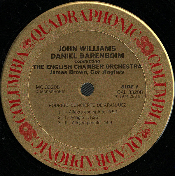 Rodrigo* / Villa-Lobos* - John Williams (7), Daniel Barenboim, English Chamber Orchestra - Concierto De Aranjuez / Concerto For Guitar And Small Orchestra