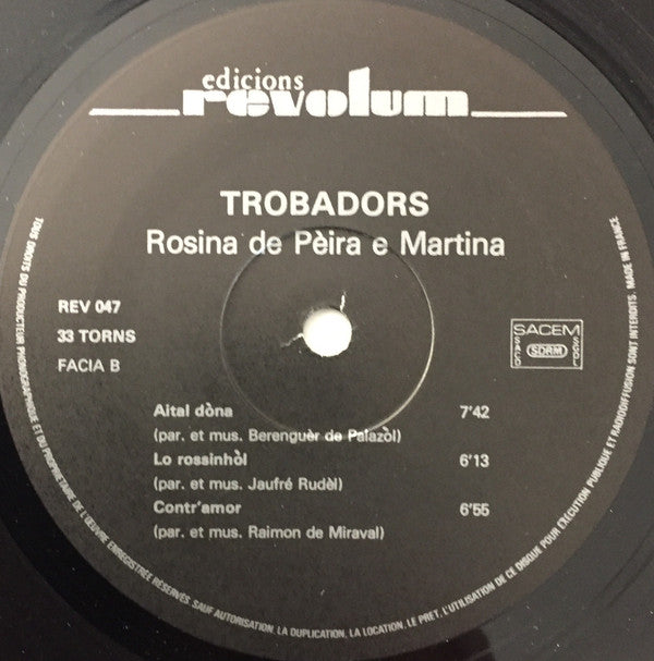 Rosina De Peira E Martina -Trobadors - Contr'amor