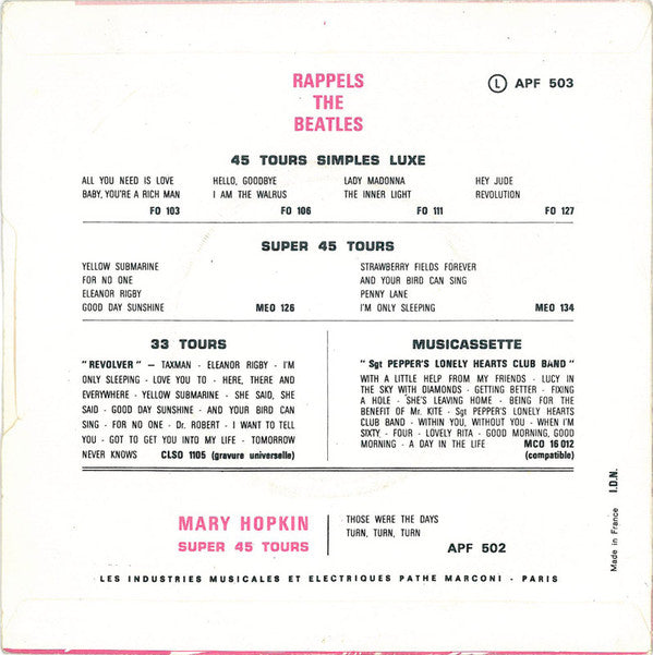 Mary Hopkin -Le Temps Des Fleurs (Those Were The Days)