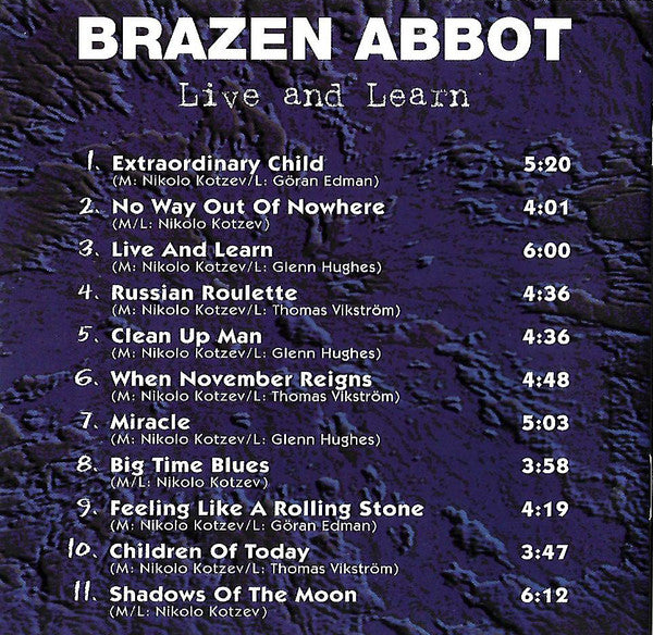 Nikolo Kotzev's Brazen Abbot* -Live And Learn