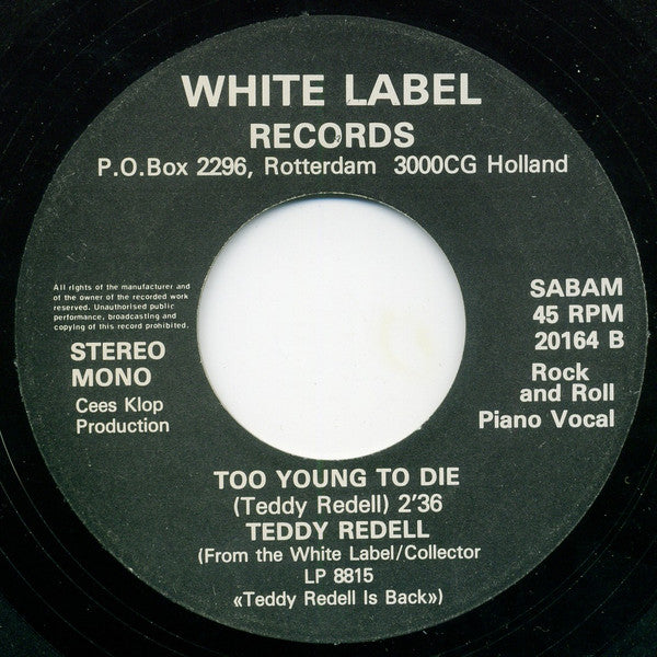 Teddy Redell -Brain Cloudy Rock / Too Young To Die