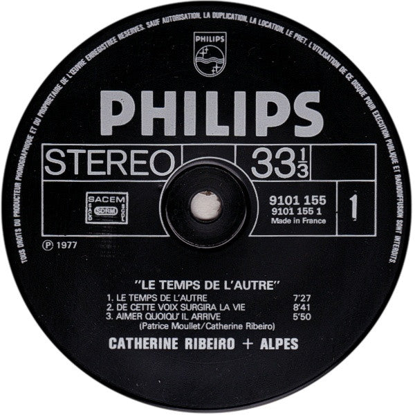 Catherine Ribeiro + Alpes -Le Temps De L'autre