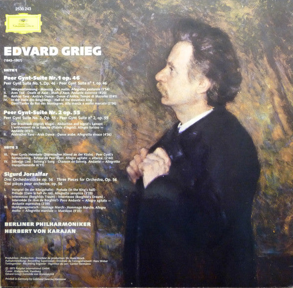 Edvard Grieg - Berliner Philharmoniker • Herbert von Karajan -Peer Gynt-Suiten 1 & 2 / Sigurd Jorsalfar
