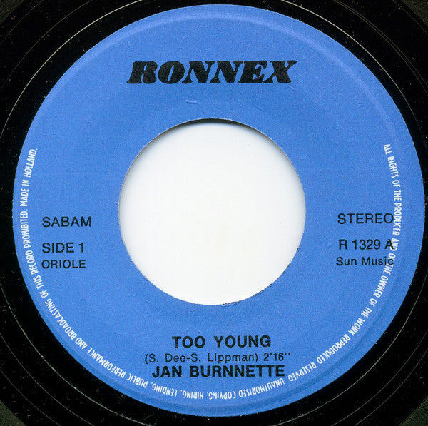 Jan Burnnette -Too Young / The Four Winds & The Seven Seas