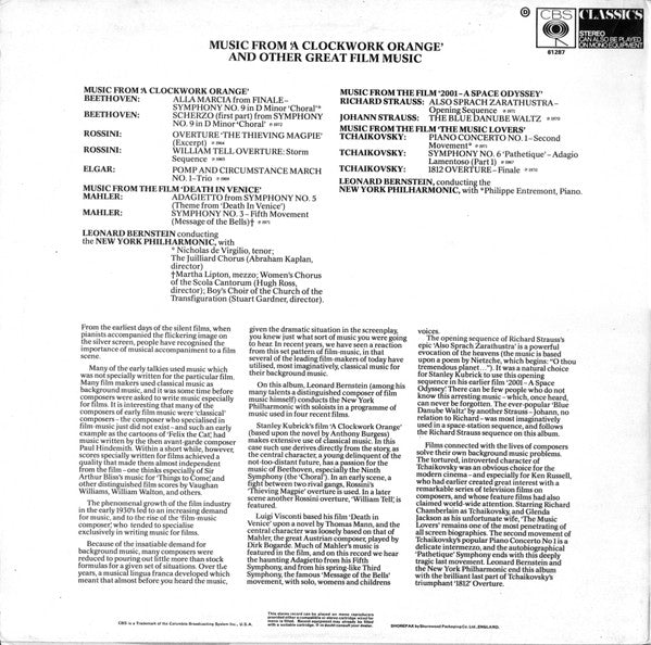 Leonard Bernstein, The New York Philharmonic* -Music From 'A Clockwork Orange' And Other Great Film Music