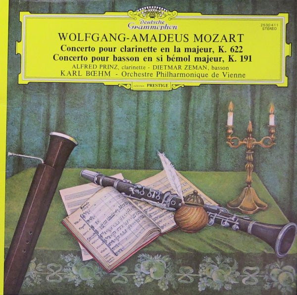 Wolfgang-Amadeus Mozart* - Alfred Prinz, Dietmar Zeman, Orchestre Philharmonique De Vienne*, Karl Bœhm* -Concerto Pour Clarinette En La Majeur, K. 622 / Concerto Pour Basson En Si Bémol Majeur, K. 191