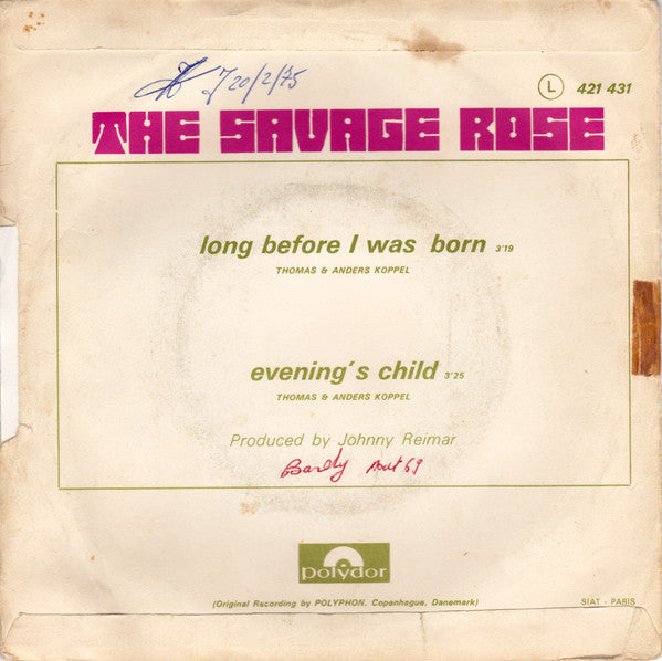 The Savage Rose* -Long Before I Was Born / Evening's Child