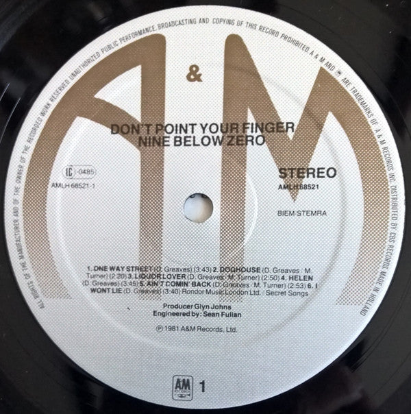 9 Below Zero* - Don't Point Your Finger