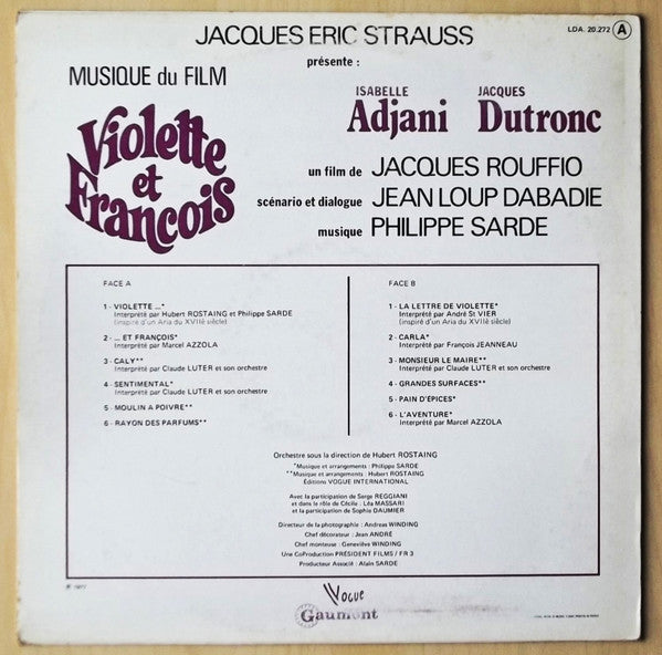 Philippe Sarde -Musique Du Film "Violette Et François"