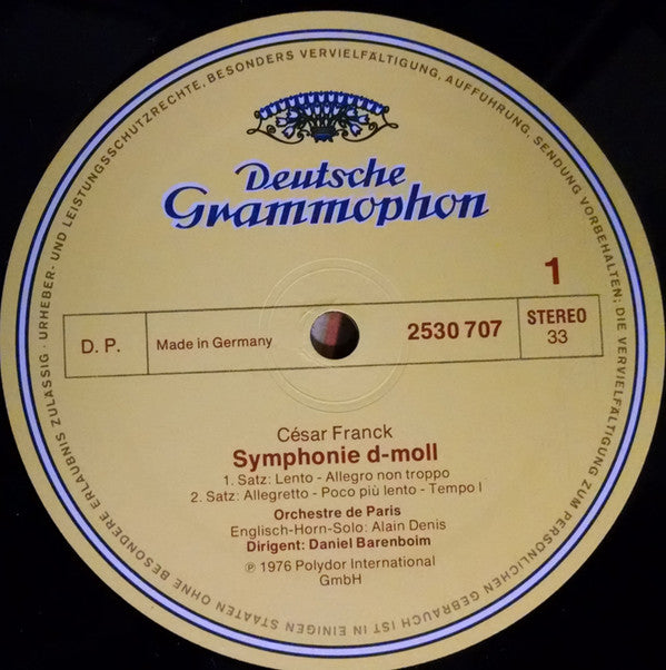 César Franck, Orchestre De Paris . Daniel Barenboim -Symphonie D-Moll = In D Minor