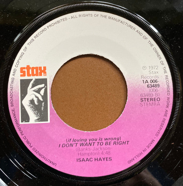 Isaac Hayes -Theme From Shaft / (If Loving You Is Wrong) I Don't Want To Be Right