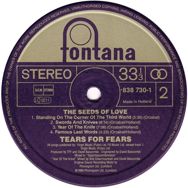 Tears For Fears -The Seeds Of Love