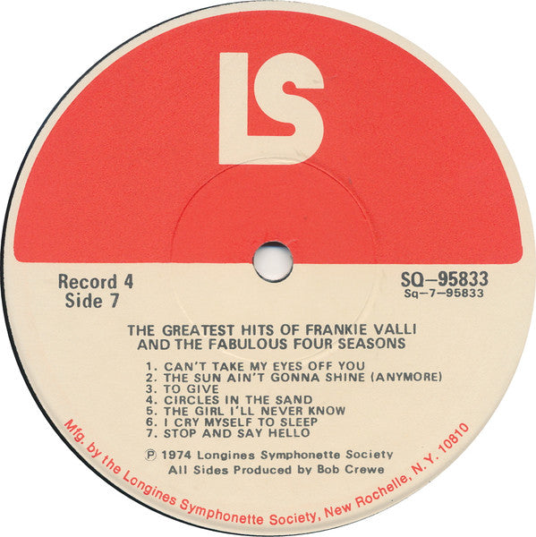 Frankie Valli And The Four Seasons* -The Greatest Hits Of Frankie Valli And The Fabulous Four Seasons