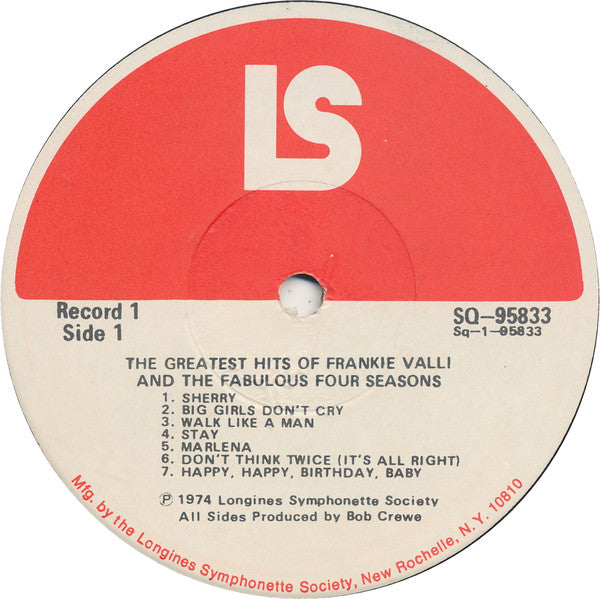 Frankie Valli And The Four Seasons* -The Greatest Hits Of Frankie Valli And The Fabulous Four Seasons