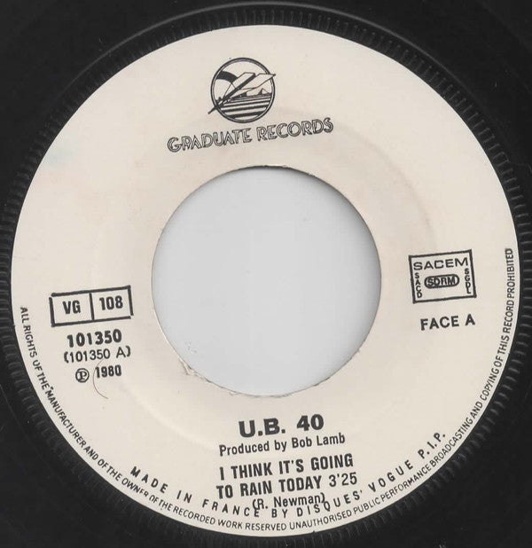 UB40 -I Think It's Going To Rain Today / My Way Of Thinking