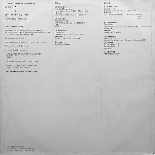 Various -Luister Van De Muziek In Vlaanderen 4 - Romantische Pianomuziek