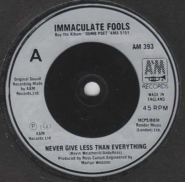 Immaculate Fools -Never Give Less Than Everything